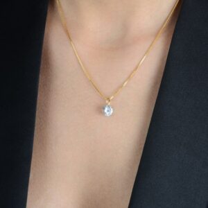 Colar Dourado Ponto de Luz em Zircônia